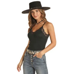 Rock & Roll Denim Cowgirl Lace Trimmed Camisole