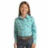 Rock & Roll Cowgirl® Youth Girl's Blue Rodeo Snap Shirt WLGSOSR13L-89 -Rock & Roll 13l 89