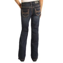 Girls Rock & Roll Denim Dark Wash Stretch Bootcut Jean