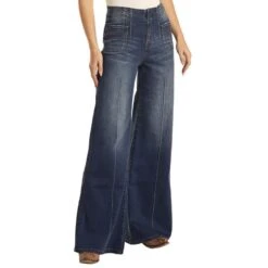 Rock & Roll Denim Women's High Rise Palazzo Flare