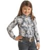 Girl's Rock & Roll Denim Blue Aztec Print Shirt With Snaps -Rock & Roll 152426 default l