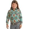 Girl's Rock And Roll Aztec Long Sleeve Snap Shirt -Rock & Roll 152437 default l