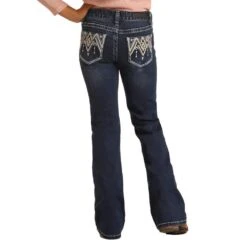 Rock & Roll Denim Girl's Extra Stretch Dark Wash Bootcut Jeans