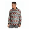 Rock & Roll Denim Men's Aztec Print Red & Turquoise Hoodie P8H1533