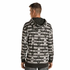 Rock & Roll Denim Men's Aztec Grey Hoodie P8H1534 -Rock & Roll 1534 back