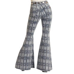 Rock & Roll Denim Women's N High Rise Printed Flare Jeans
