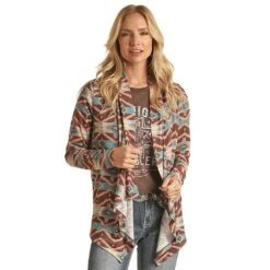 Rock & Roll Denim Women's Aztec Printed Cardigan