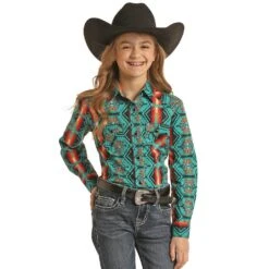 Rock & Roll Denim N Girls Snap Shirt With Aztec Print -Rock & Roll 156107 default l 045d8420 2b7f 4980 b5f3 6e3315aedce0