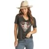 Rock & Roll Denim Cowgirl V-neck Graphic Tee -Rock & Roll 156217 default l
