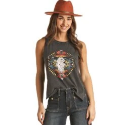 Rock & Roll Denim Cowgirl Graphic Tank