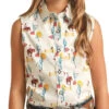 Rock & Roll Denim Girl's Sleeveless Western Print Snap Shirt -Rock & Roll 157504 default l