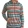 Rock & Roll Denim Turquoise Lightweight Serape Hoodie -Rock & Roll 157749 default l