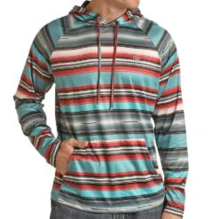 Rock & Roll Denim Turquoise Lightweight Serape Hoodie