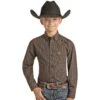 Rock & Roll Denim Panhandle Boy's Blue Checker Print Button Down -Rock & Roll 158761 default l