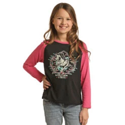 Rock & Roll Denim Girls Graphic Baseball Tee