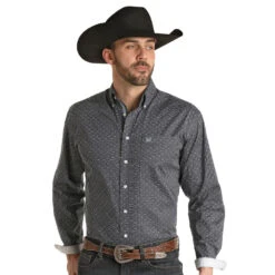 Rock N Roll Cowboy Men's Geo Long Sleeve Button Down