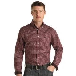 Rock N Roll Cowboy Men's Geo Print Button Down