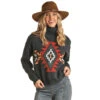 Rock & Roll Denim Women's Geo Front Mock Neck Sweater -Rock & Roll 159339 default l