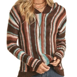 Rock & Roll Denim Boho Stripe Hoodie