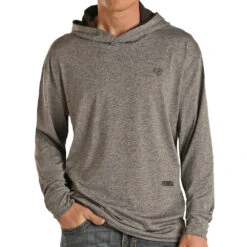 Rock N Roll Cowboy Grey Solid Hoodie
