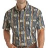 Rock N Roll Cowboy Blue Aztec Vintage Button Down -Rock & Roll 159524 default l
