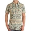 Rock N Roll Cowboy Aqua Aztec Snap Shirt -Rock & Roll 159527 default l