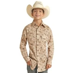 Rock & Roll Denim Brown Paisley Vintage Snap Shirt