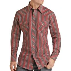 Rock N Roll Cowboy Men's Vintage Stripe Snap Shirt