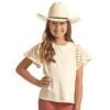 Rock & Roll Denim And Girls Natural Eyelet Sleeve Tee -Rock & Roll 163027 default l