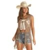 Rock & Roll Denim Women's Crochet Vest With Fringe -Rock & Roll 164798 default l