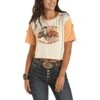 Rock & Roll Cowgirl Ladies Natural Crop Top T-Shirt 49T9904