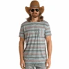Rock & Roll Cowboy Unisex Turquoise Striped T-Shirt RRMT21RZMP-87 -Rock & Roll 6454654