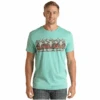 Rock & Roll Cowboy Men's Western Turquoise Graphic T-Shirt RRMT21RZME-86 -Rock & Roll 654654564