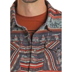 Rock & Roll Cowboy Men's Aztec Western Jacquard Shirt Jacket 92-1113 -Rock & Roll 92 1113 B