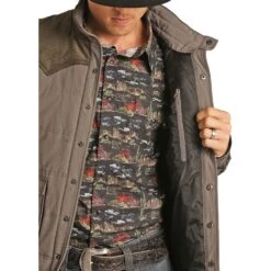 Rock & Roll Cowboy Men's Performance Nylon & Corduroy Grey Vest 98-1109 7 Rock & Roll Cowboy Men's Performance Nylon & Corduroy Grey Vest 98-1109 -Rock & Roll 98 1109 B