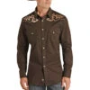 Rock & Roll Cowboy Men's Western Style Brown Long Sleeve Shirt B2S1312 -Rock & Roll B2S1312