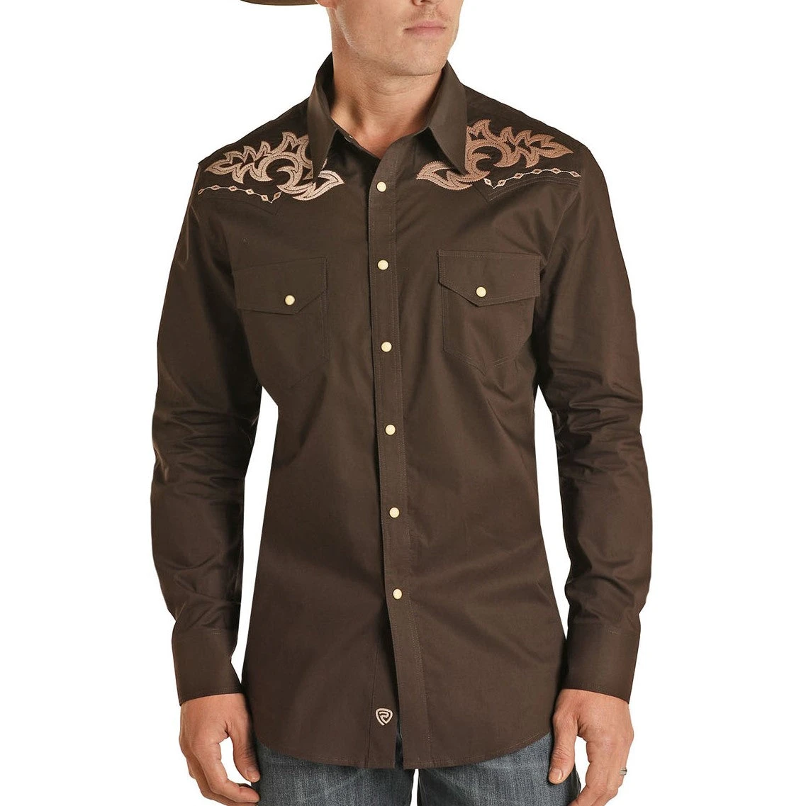 Rock & Roll Cowboy Men's Western Style Brown Long Sleeve Shirt B2S1312 3 Rock & Roll Cowboy Men's Western Style Brown Long Sleeve Shirt B2S1312