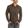 Rock & Roll Cowboy Long Sleeve Desert Print Orange Snap Shirt B2S3305 -Rock & Roll B2S3305