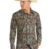 Rock & Roll Denim Men's Long Sleeve Aztec Print Brown Snap Shirt B2S3319 -Rock & Roll B2S3319 d0bff4fb 7586 4885 8886 013f30198f53