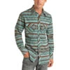 Rock & Roll Denim Men's Aztec Stripe Print Aqua Snap Shirt B2S3330 2 Rock & Roll Denim Men's Aztec Stripe Print Aqua Snap Shirt B2S3330 -Rock & Roll B2S3330