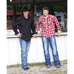 Rock N Roll Cowboy Men's Black Tonal Satin Plaid Snap Shirt -Rock & Roll B2S5104 alt 201