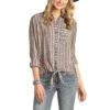 Rock & Roll Cowgirl Ladies Stripe Button Down Long Sleeve Shirt B4B4505 1 Rock & Roll Cowgirl Ladies Stripe Button Down Long Sleeve Shirt B4B4505 -Rock & Roll B4B4505 AZ