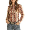 Rock & Roll Cowgirl® Ladies Aztec Print Long Sleeve Snap Shirt B4S3304 -Rock & Roll B4S3304 AZ 06145.1647892921