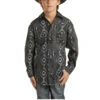 Rock & Roll Cowboy Boy's Aztec Navy Indigo Snap Button Shirt B8S1307 -Rock & Roll B8S1307