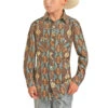 Rock & Roll Denim Boy's Aztec Print Dark Brown Snap Shirt B8S3321 -Rock & Roll B8S3321
