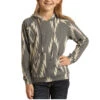 Rock & Roll Cowgirl Children's Grey Aztec Print Hoodie G4H1165-05 -Rock & Roll G4H1165