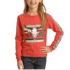 Rock & Roll Cowgirl Children's Cow Skull Fuchsia Sweatshirt G4T1552-95 -Rock & Roll G4T1552