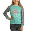 Rock & Roll Cowgirl Children's Aztec Turquoise Sweatshirt G4T1554-86 -Rock & Roll G4T1554
