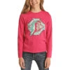 Rock & Roll Cowgirl Girl's Pink Pony Long Sleeve T-Shirt G4T2471 -Rock & Roll G4T2471