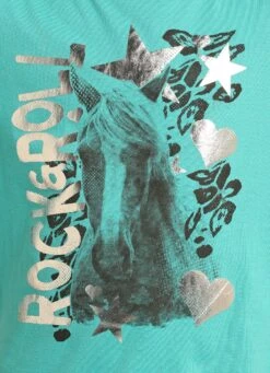 Rock & Roll Cowgirl Girls Horse Graphic Long Sleeve Teal T-Shirt G4T3315 -Rock & Roll G4T3315 BZ